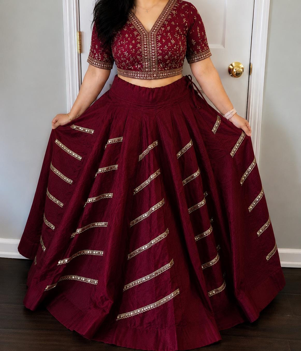 Indian gotta Work Lehenga Skirt | 10 Meter Flare | Festive Garba Navratri Skirt | Boho Maxi Skirt | Wedding & Party Wear
