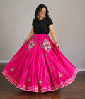 Pink skirt With patch work 10 m flair | Festive & Party Wear | Ishq by Isha