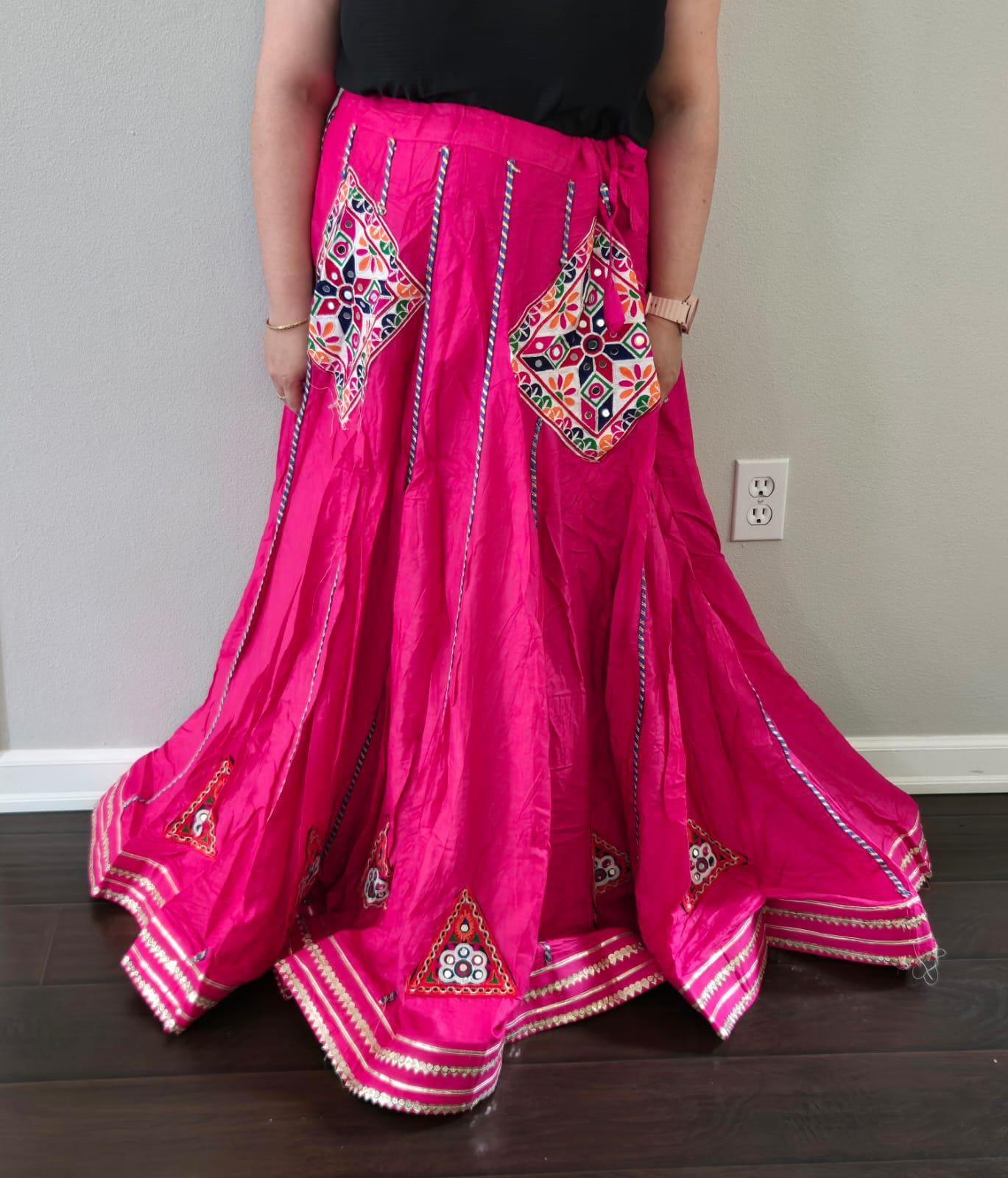 Pink skirt With patch work 10 m flair | Festive & Party Wear | Ishq by Isha