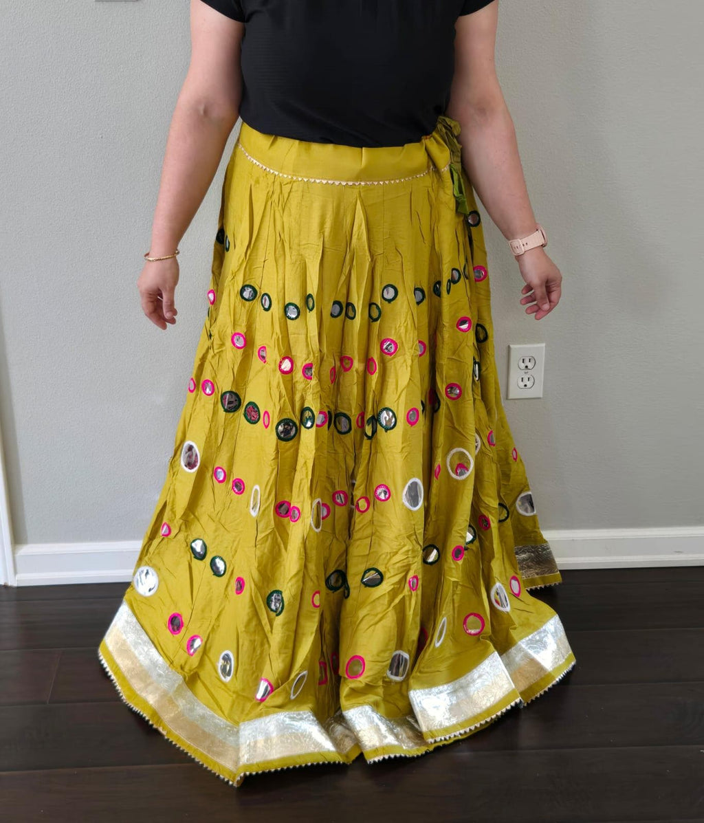 Green Skirt with Artificial Mirror Work 10 m flair | Festive & Party Wear | Ishq by Isha