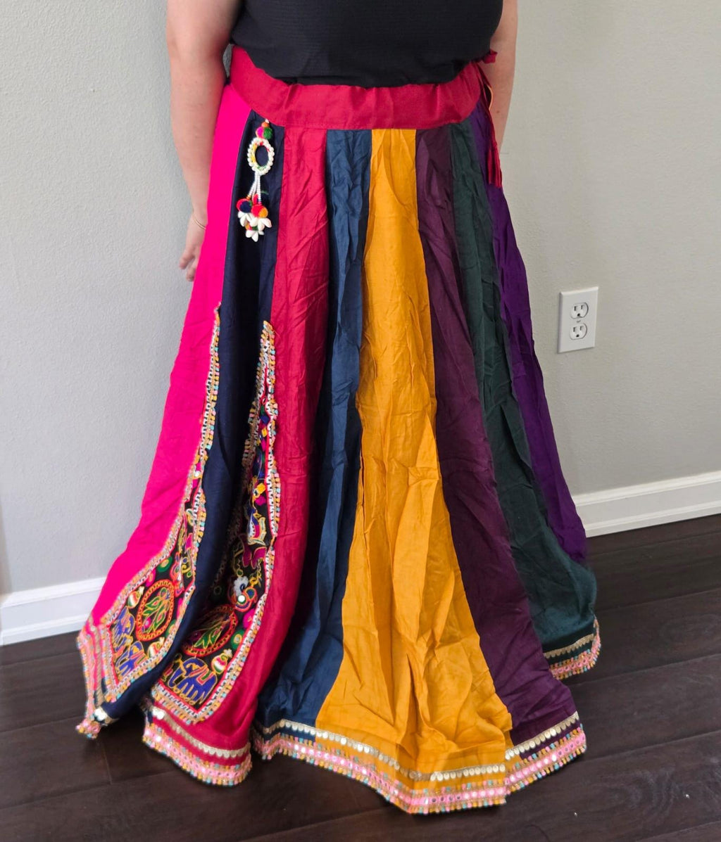Mutilcolurskirt With patch work 10 m flair | Festive & Party Wear | Ishq by Isha