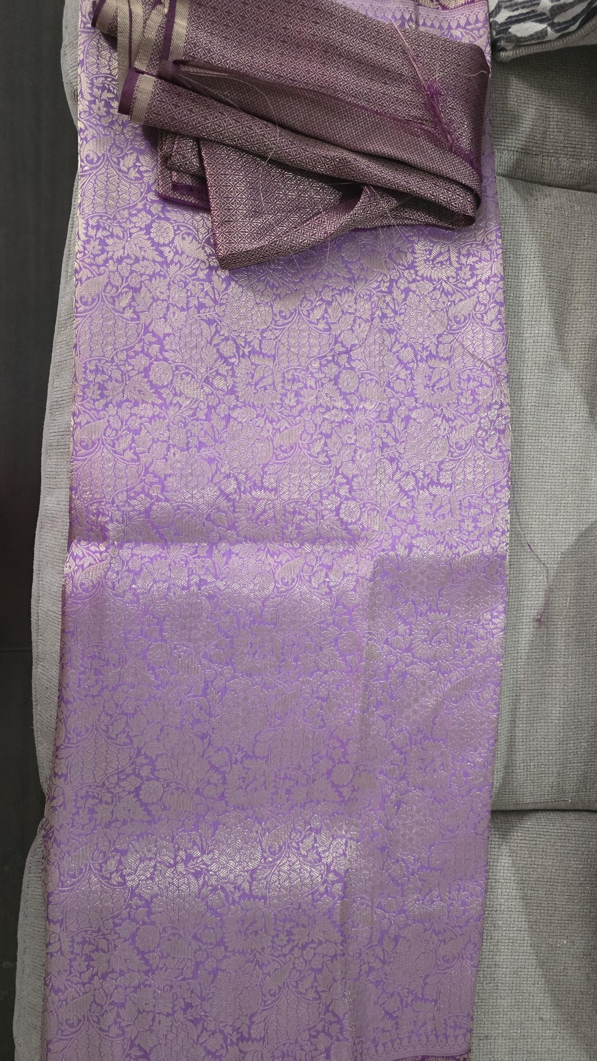 Purple Brocade Banarasi Saree | Zari Woven| Blue Contrast Border Pallu | Indian Wedding Saree | Festive