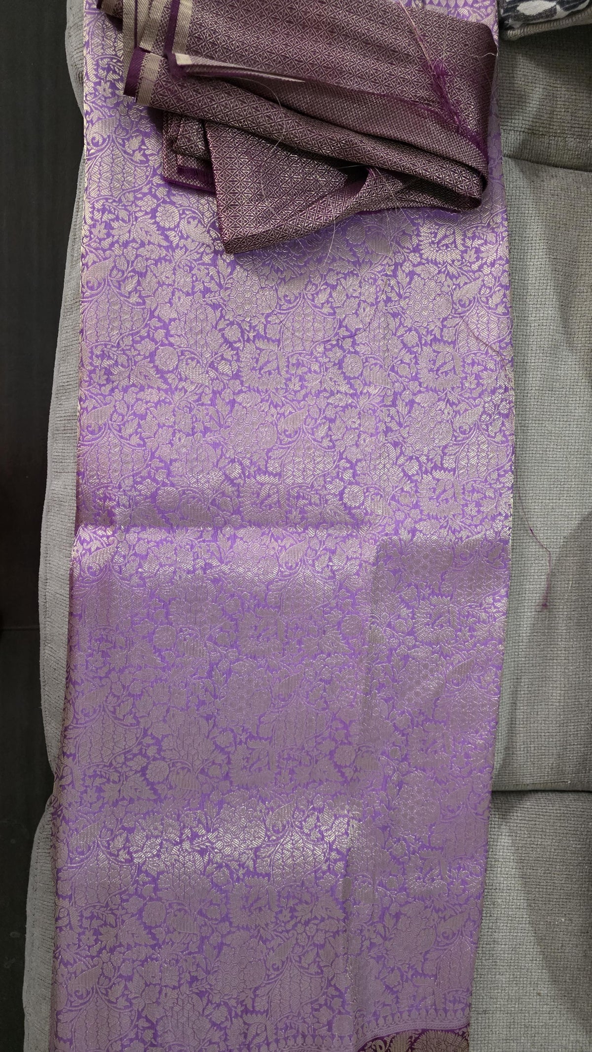 Purple Brocade Banarasi Saree | Zari Woven| Blue Contrast Border Pallu | Indian Wedding Saree | Festive