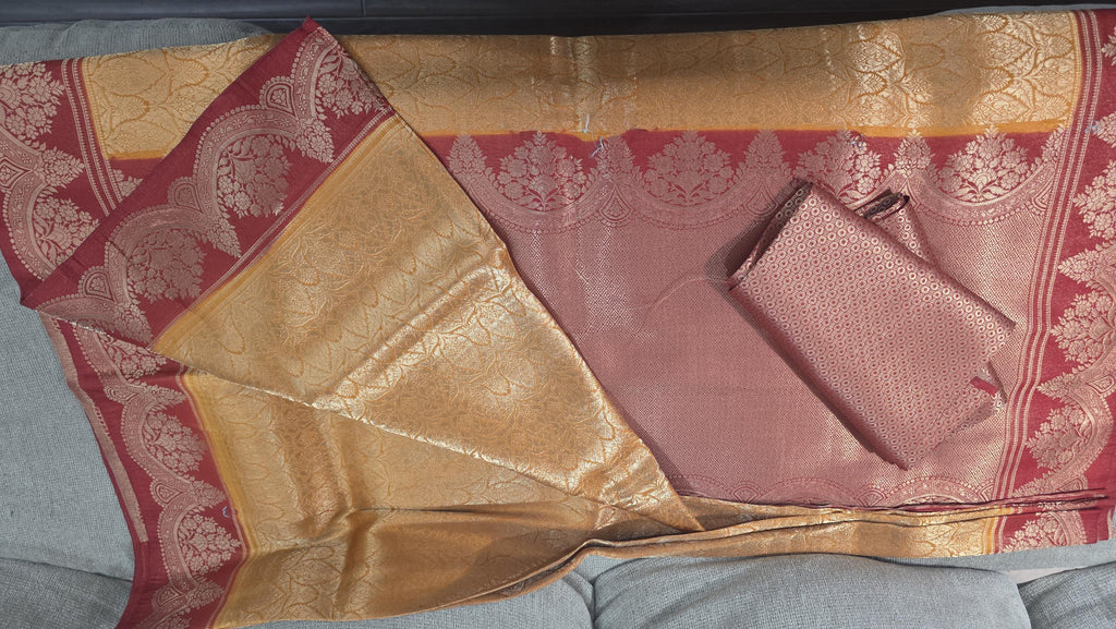 Elegant orange red banarasi Saree & Festive Wear
