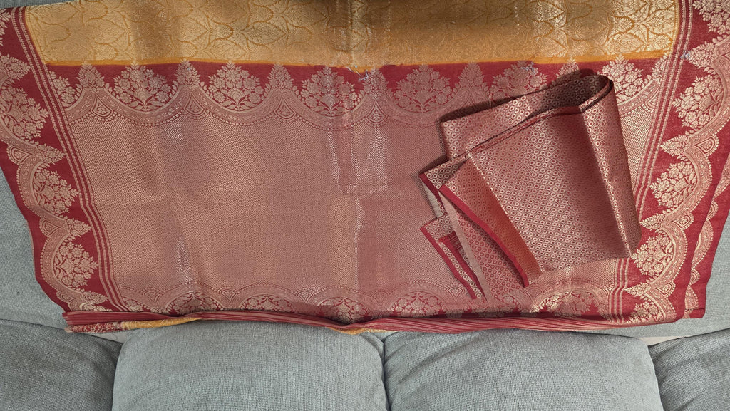 Elegant orange red banarasi Saree & Festive Wear