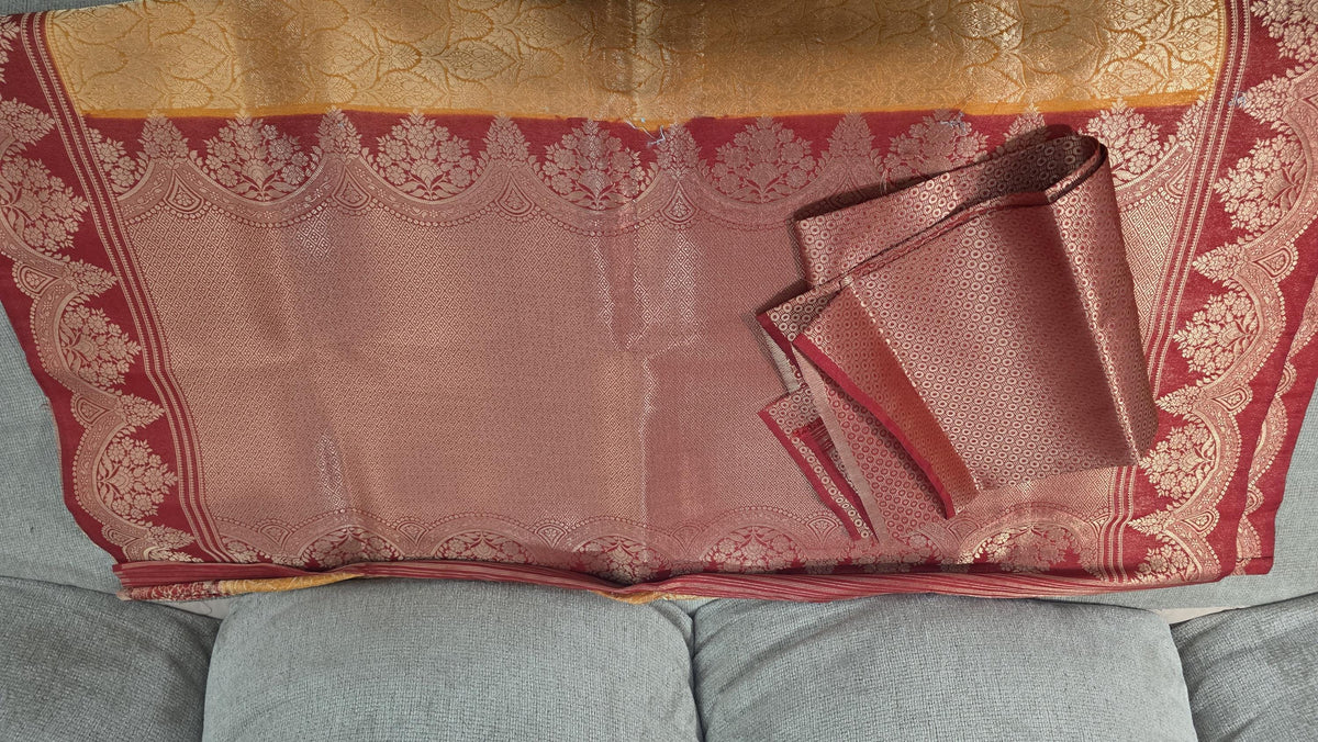 Elegant orange red banarasi Saree & Festive Wear