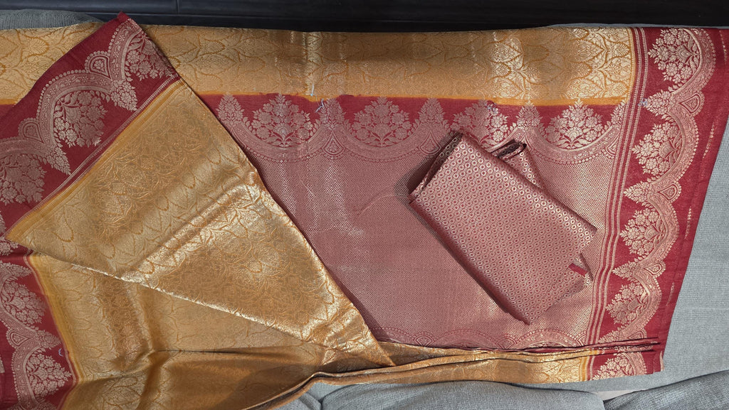 Elegant orange red banarasi Saree & Festive Wear