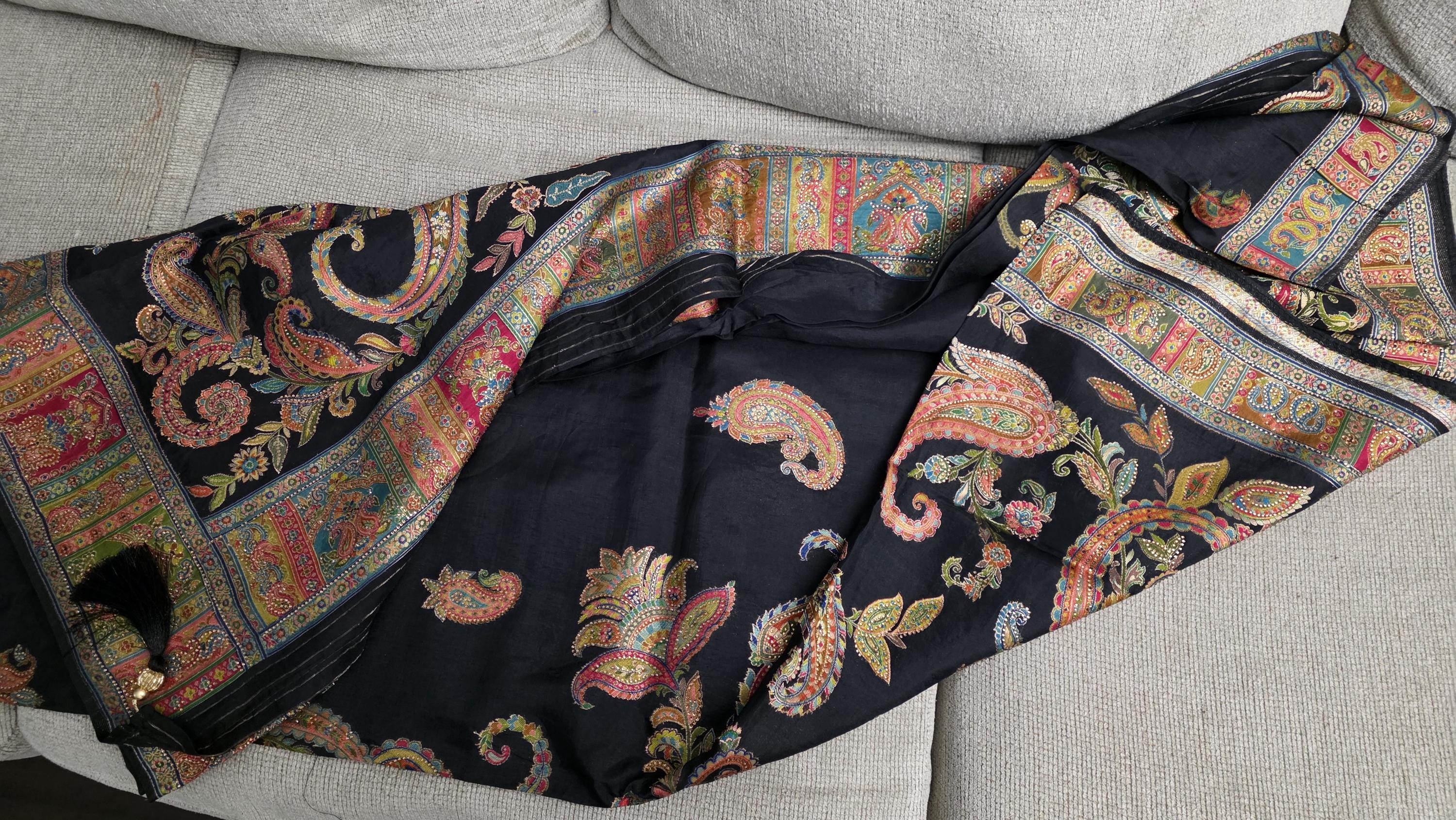 Pure Crepe Black Saree | Paisley Printed Designer Saree | Soft Lightweight Indian Saree | Party Wear | Wedding | Gift for Her