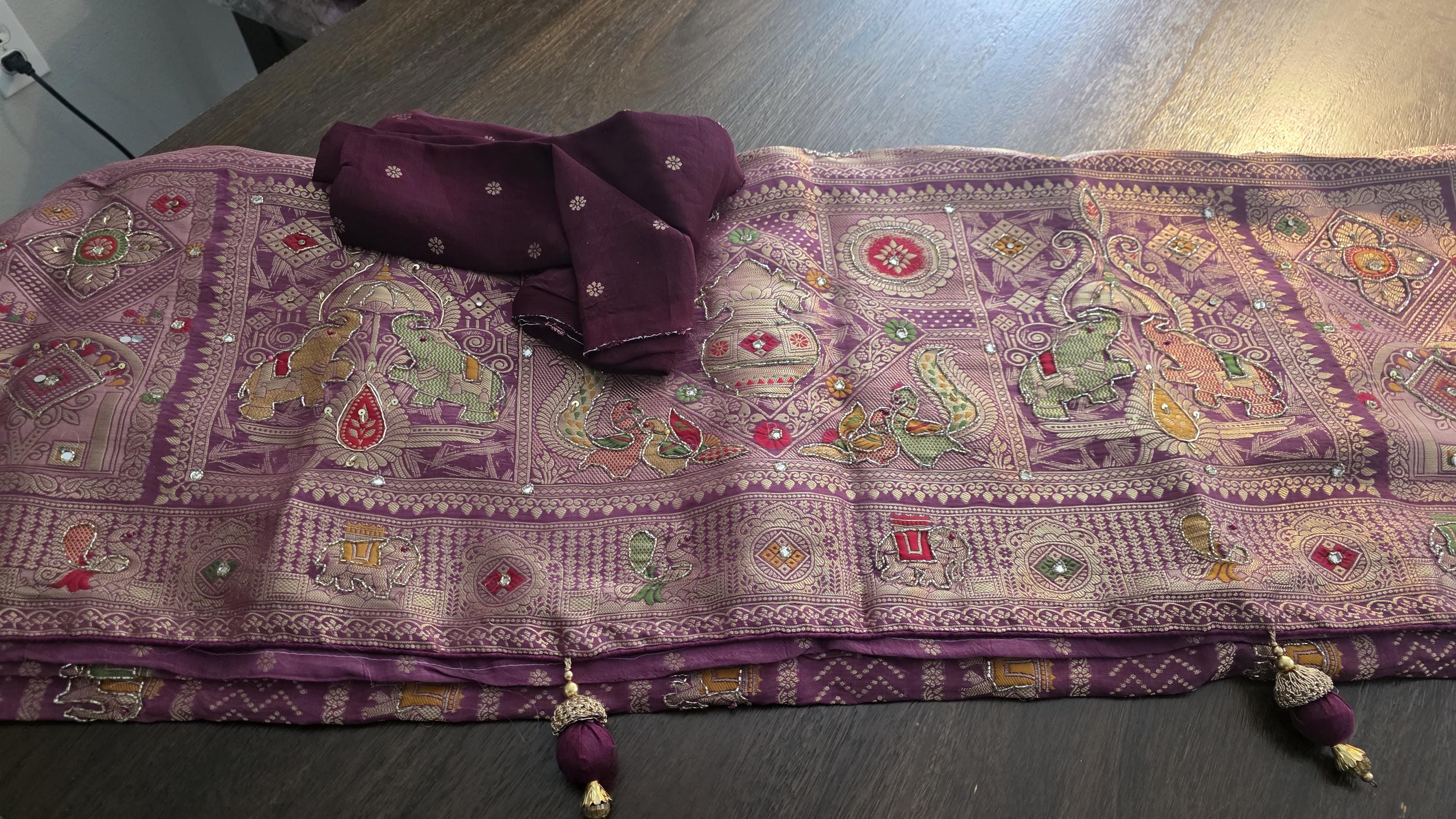 Purple Crepe Silk Woven Saree | Traditional Indian Saree | Ethnic Festive Saree | Designer Party Wear Saree | Wedding Saree with Unstitched