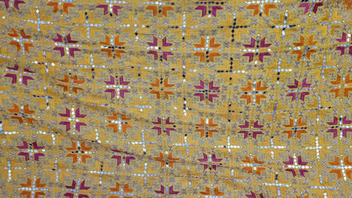 Handmade , Handwoven , Elegant vibrant & Authentic yellow Phulkari Dupatta / Indian Scarf. Hand embroidered .