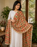 Handmade , Handwoven , Elegant vibrant & Authentic Golden/beige Multicolour Phulkari Dupatta / Indian Scarf. Hand embroidered .