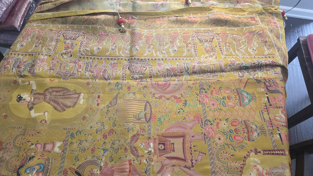Mustard Crepe Silk Woven Saree | Traditional Indian Saree | Ethnic Festive Saree | Designer Party Wear Saree | Wedding Saree with Unstitched