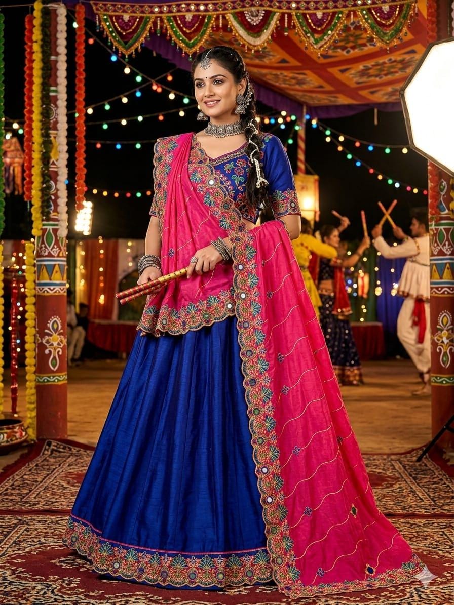 Rayon Cotton Embroidered Mirror Work Dupatta | Thread Work Ethnic Dupatta | Indian Traditional Dupatta for Women | Festive, Garba & Navratri