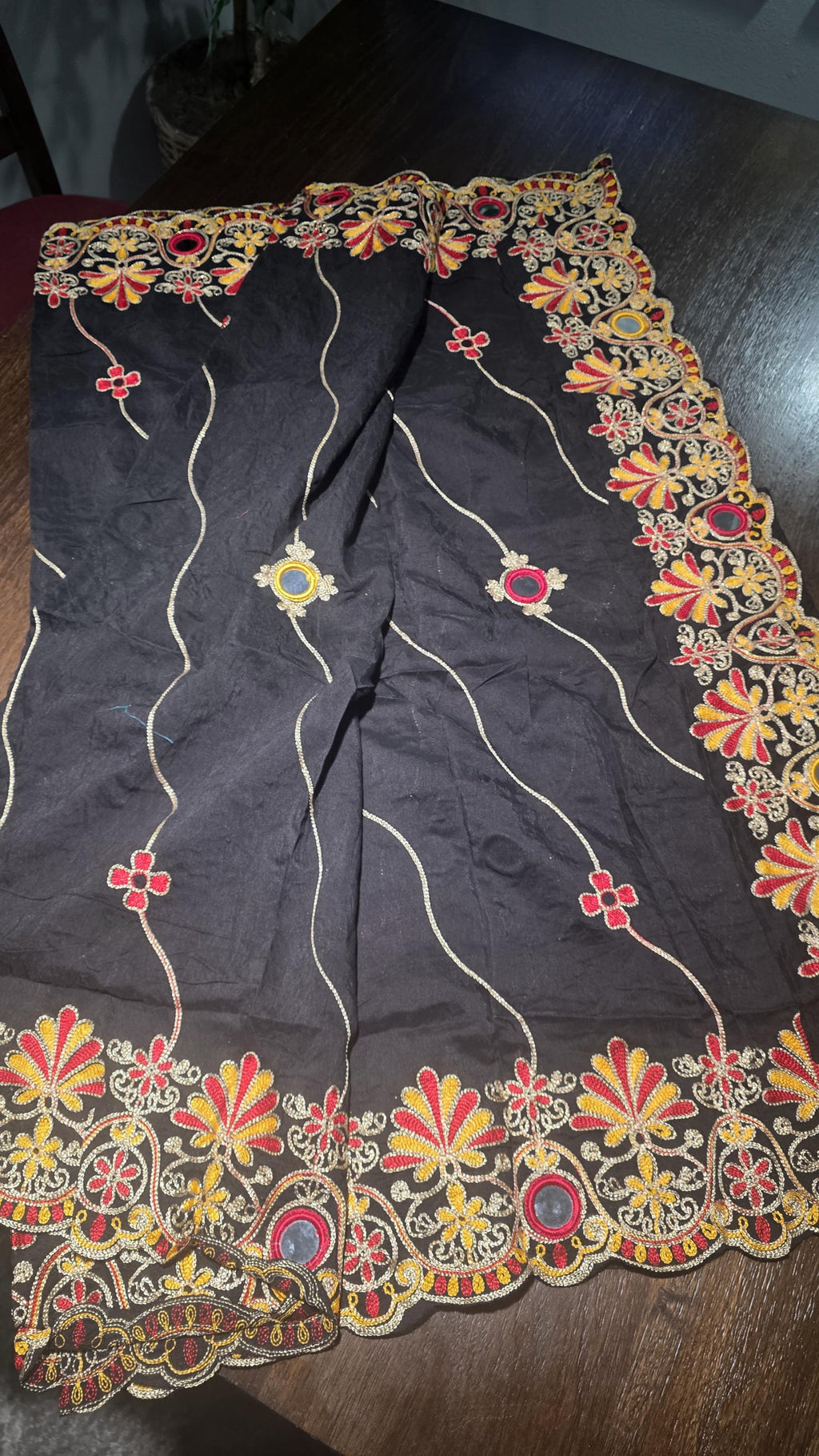 Rayon Cotton Embroidered Mirror Work Dupatta | Thread Work Ethnic Dupatta | Indian Traditional Dupatta for Women | Festive, Garba & Navratri
