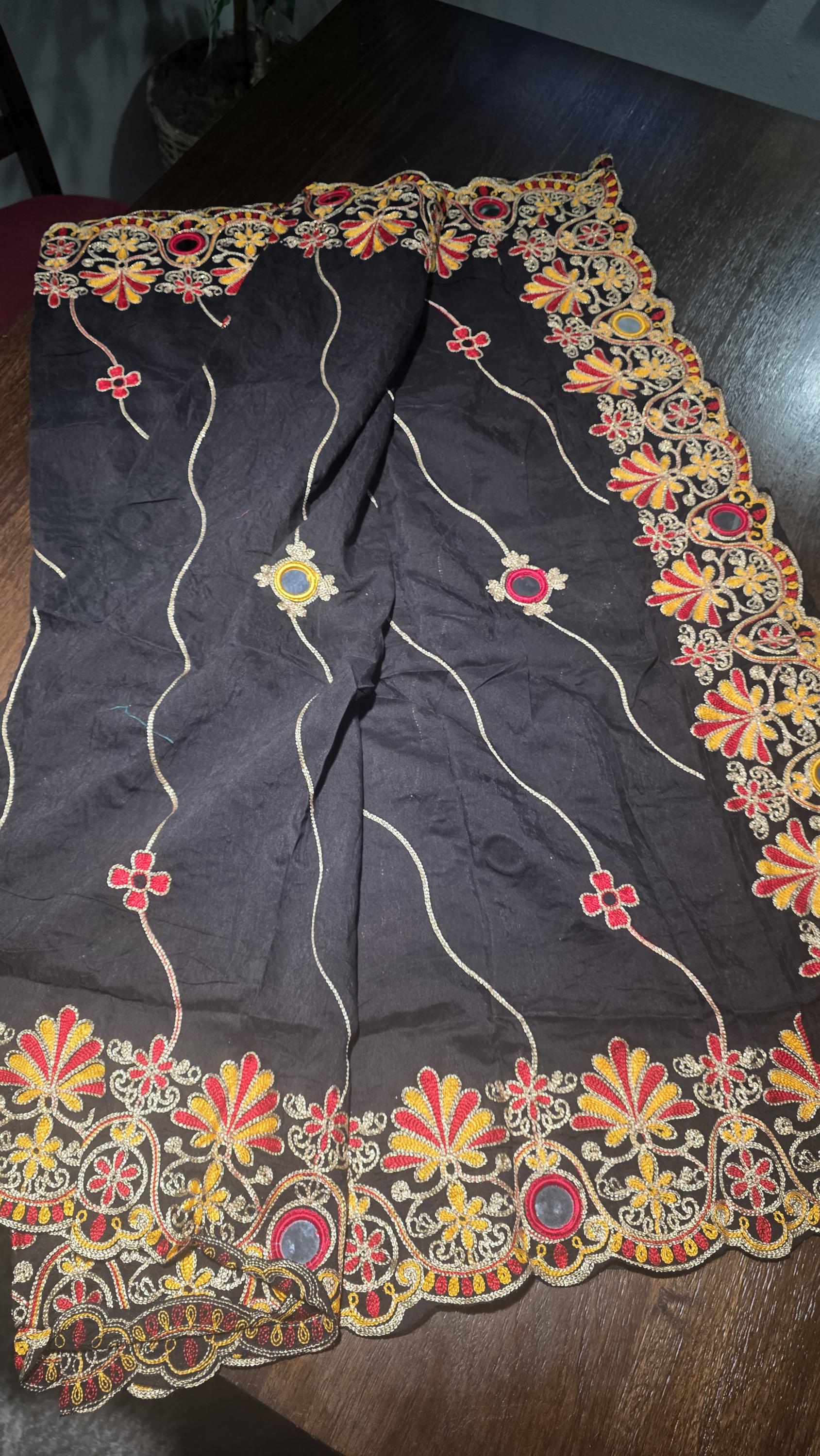 Rayon Cotton Embroidered Mirror Work Dupatta | Thread Work Ethnic Dupatta | Indian Traditional Dupatta for Women | Festive, Garba & Navratri