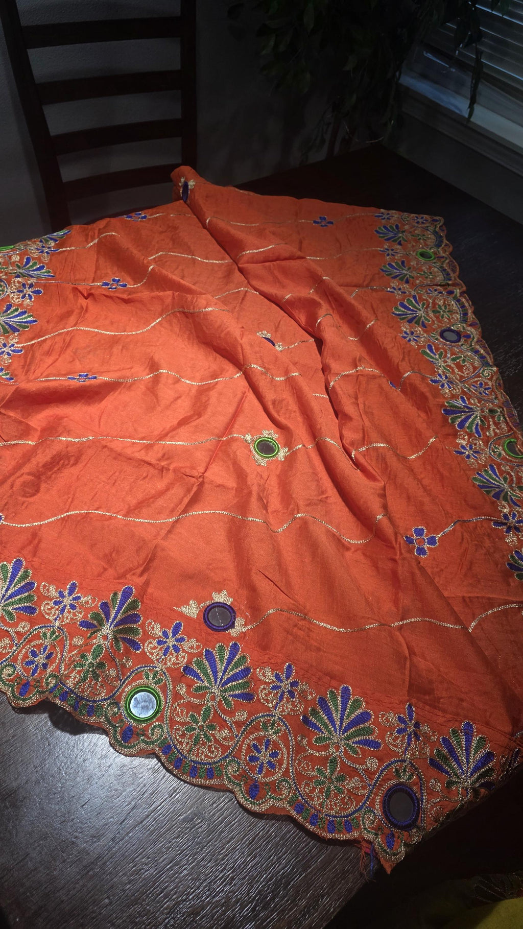 Rayon Cotton Embroidered Mirror Work Dupatta | Thread Work Ethnic Dupatta | Indian Traditional Dupatta for Women | Festive, Garba & Navratri