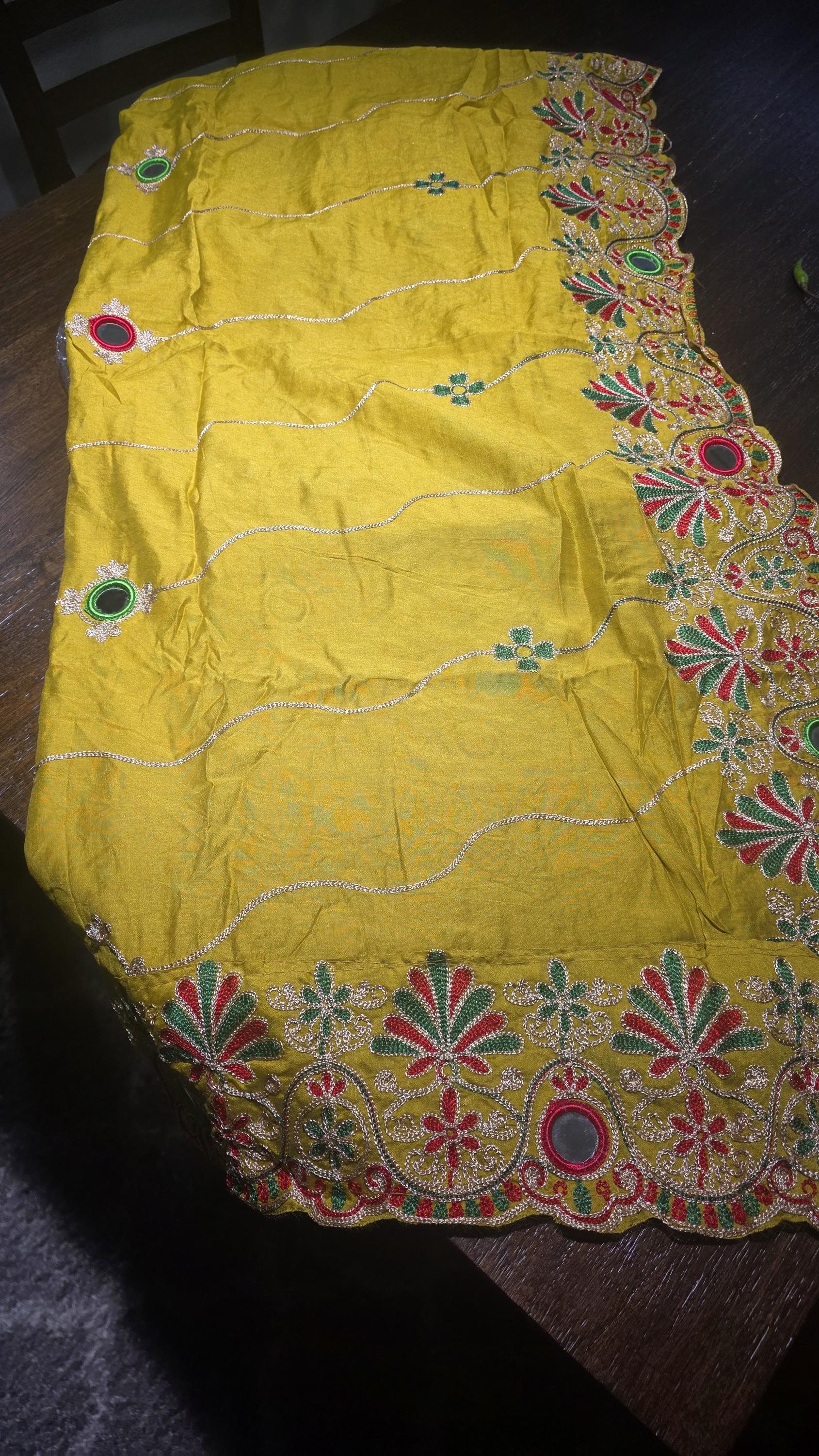 Rayon Cotton Embroidered Mirror Work Dupatta | Thread Work Ethnic Dupatta | Indian Traditional Dupatta for Women | Festive, Garba & Navratri