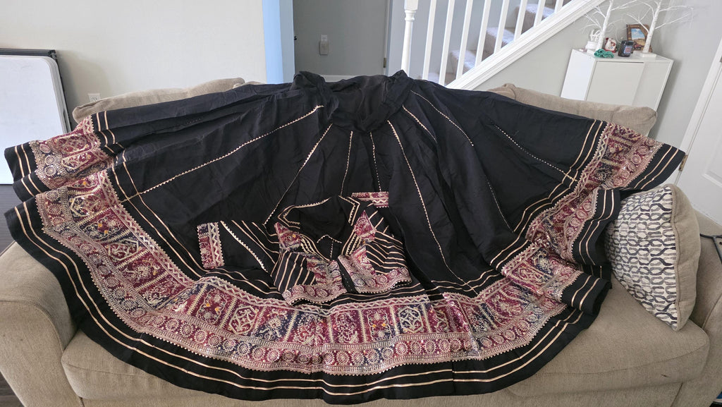 Black Navratri Lehenga Choli Set with Dupatta | Handmade Garba Skirt | Indian Ethnic Outfit | Dandiya Dress