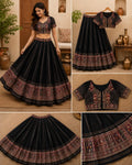 Black Navratri Lehenga Choli Set with Dupatta | Handmade Garba Skirt | Indian Ethnic Outfit | Dandiya Dress