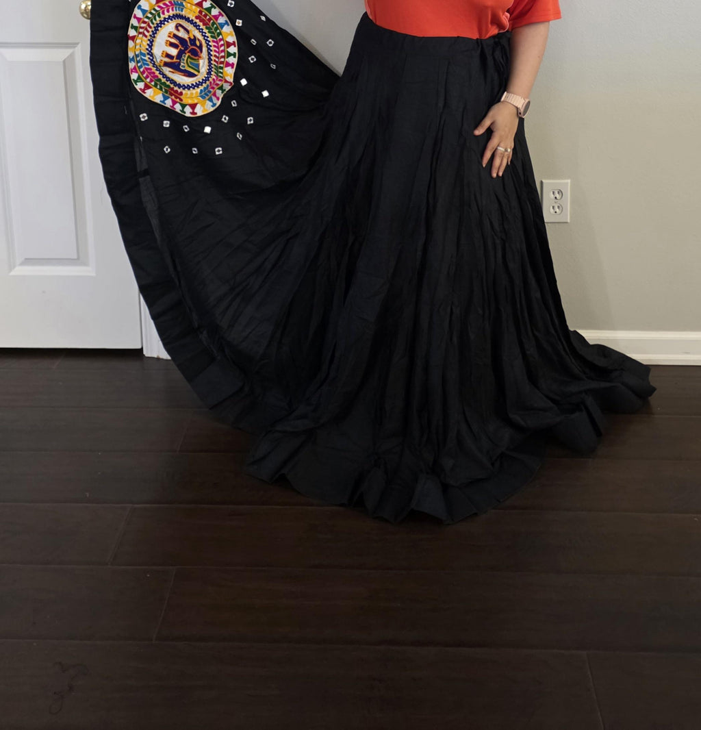 Black Skirt with patch work Work 10 m flair | Festive & Party Wear | Ishq by Isha
