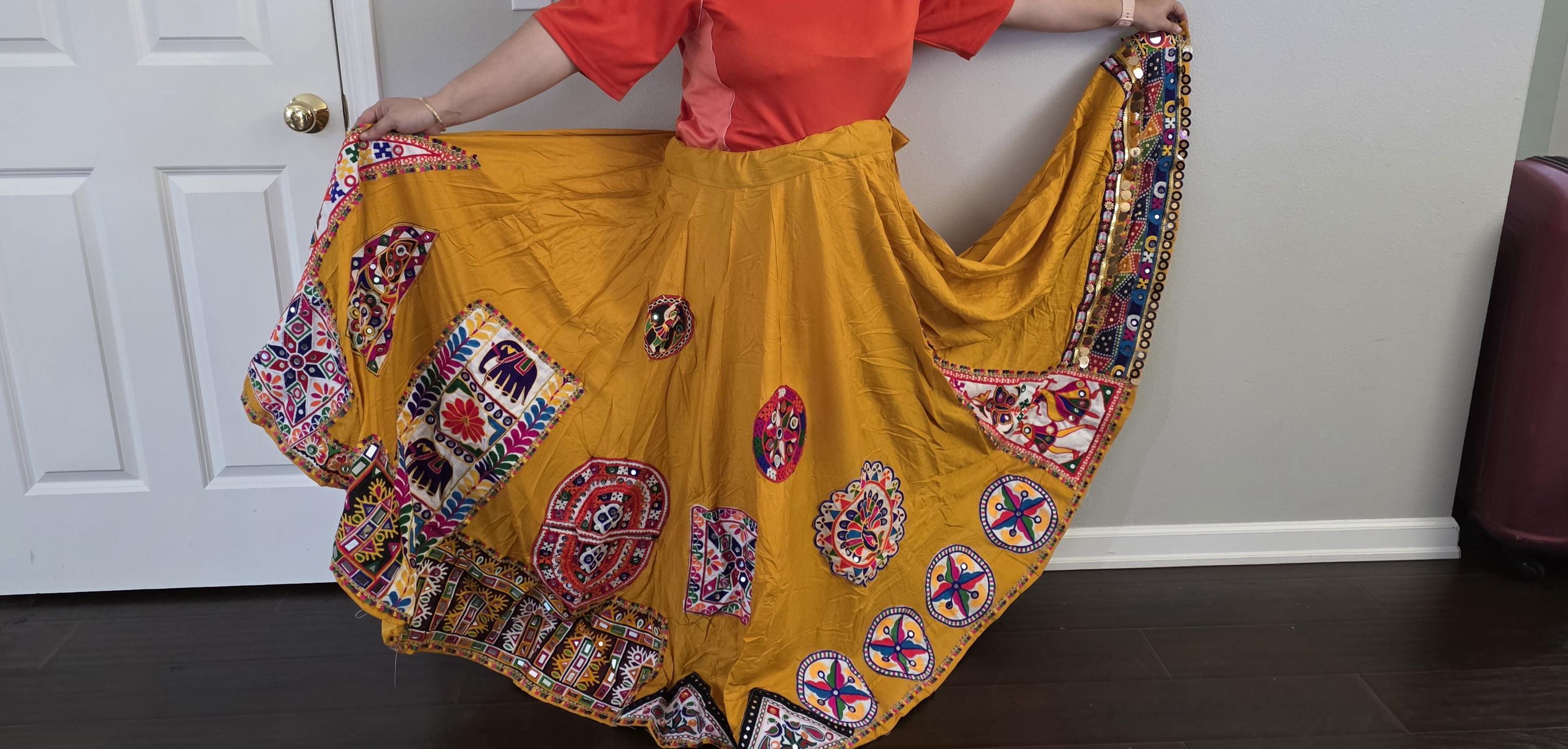 Yellow Skirt with patchWork 10 m flair | Festive & Party Wear | Ishq by Isha