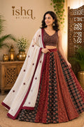 Garba Khadi Ajarak Print Lehenga |Multicolored Ethnic Skirt | Navratri Ghagra Choli | Handmade Indian Festival Outfit