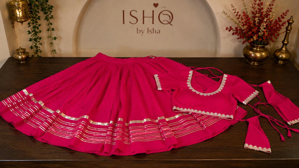 Garba Print Lehenga |Pink Ethnic Skirt | Navratri Ghagra Choli | Handmade Indian Festival Outfit