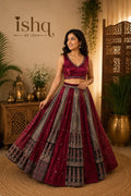 Maroon Gajji Silk Patchwork Lehenga Set | Mirror Work Blouse | Indian Navratri Outfit | Garba Chaniya Choli | Festive Ethnic Wear