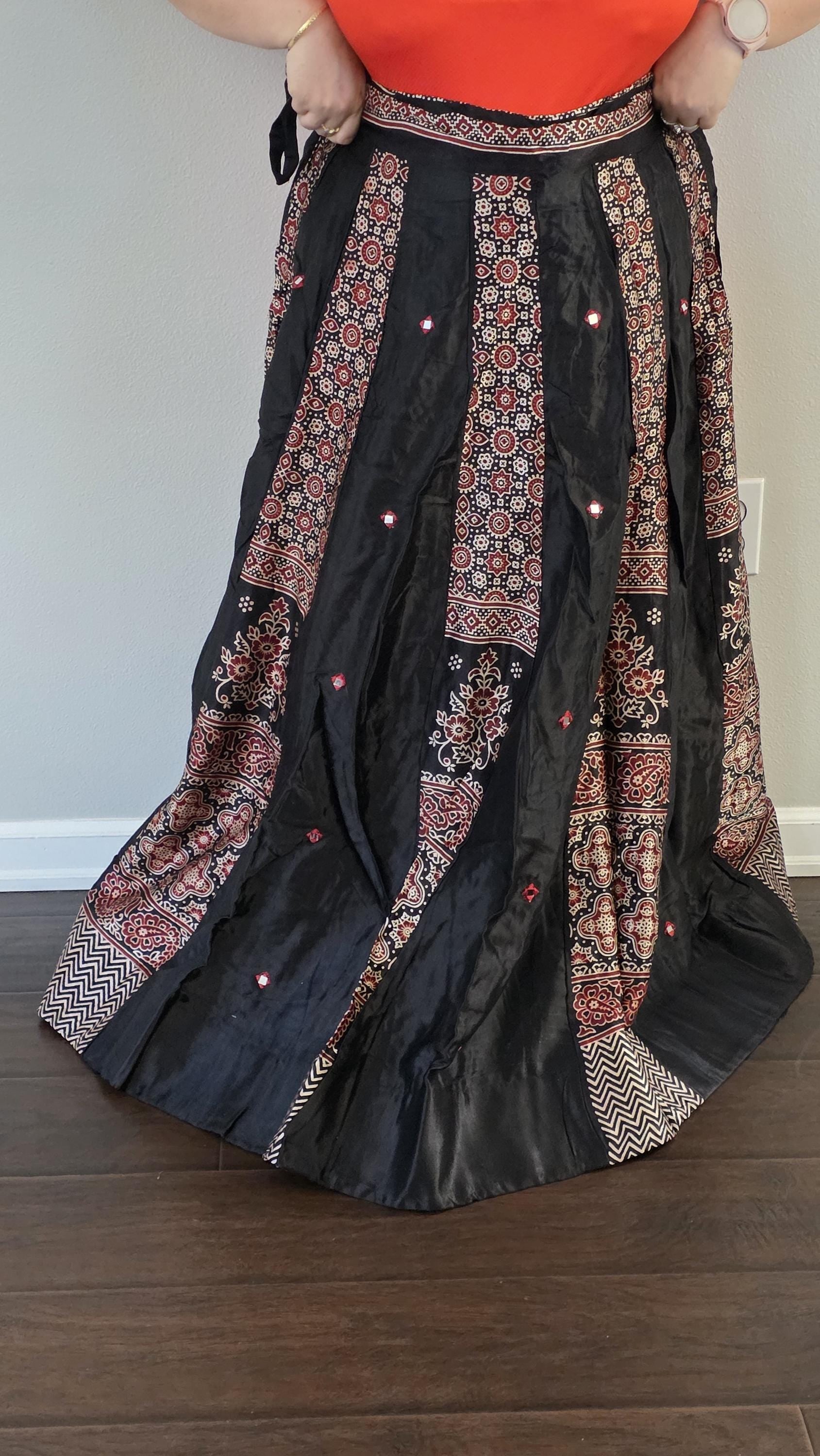 Black Gajji Silk Patchwork Lehenga Set | Mirror Work Blouse | Indian Navratri Outfit | Garba Chaniya Choli | Festive Ethnic Wear