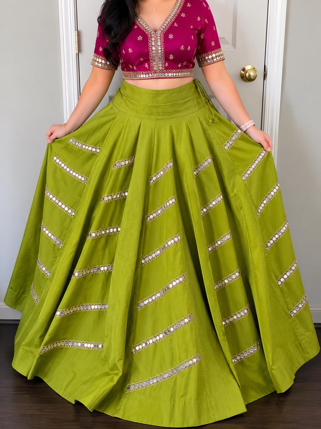 Indian gotta Work Lehenga Skirt | 10 Meter Flare | Festive Garba Navratri Skirt | Boho Maxi Skirt | Wedding & Party Wear