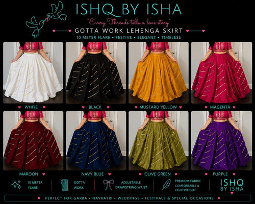 Indian gotta Work Lehenga Skirt | 10 Meter Flare | Festive Garba Navratri Skirt | Boho Maxi Skirt | Wedding & Party Wear