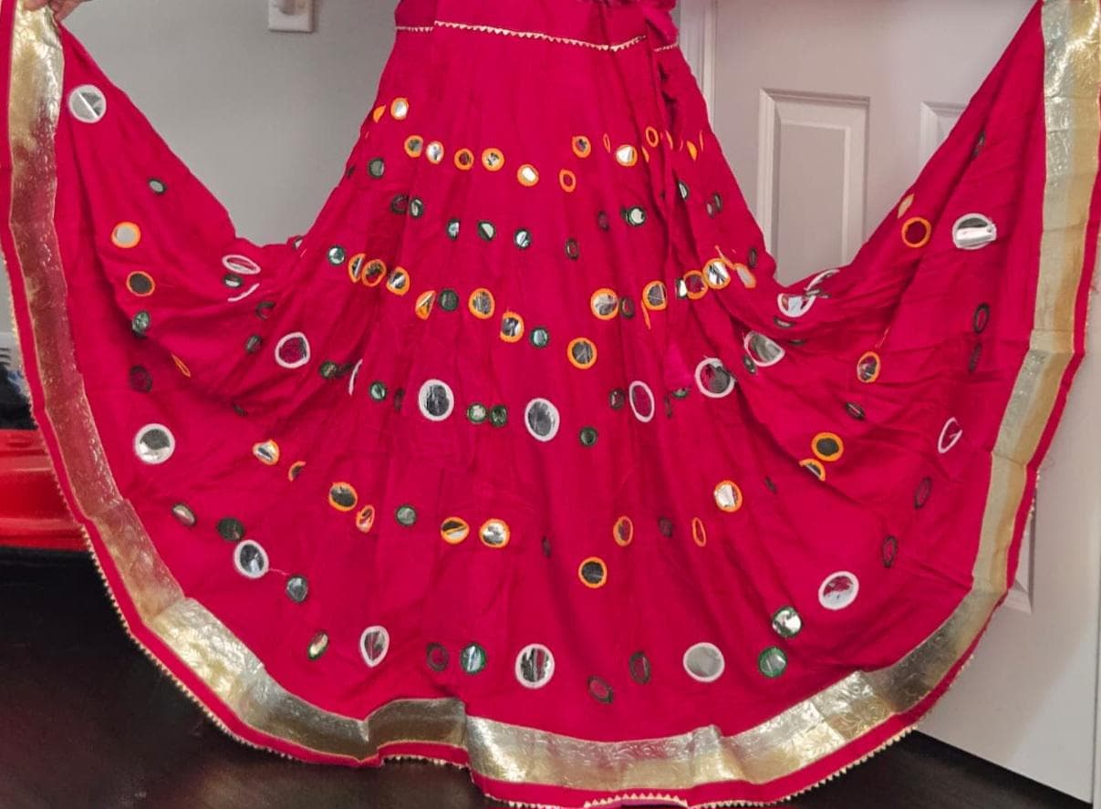 Pink Skirt with Artificial Mirror Work 10 m flair | Festive & Party Wear | Ishq by Isha