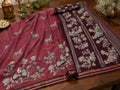 Maroon Hand Block Print Saree | soft silk Saree with Deer & Peacock Motifs | Traditional Indian Saree | Floral Saree | Artisan Saree