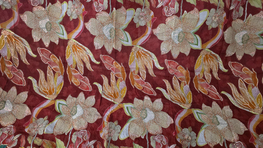 Maroon Embroidered Dupatta, Floral Designer Dupatta, Indian Ethnic Dupatta, Festive Wedding Dupatta, Statement Shawl