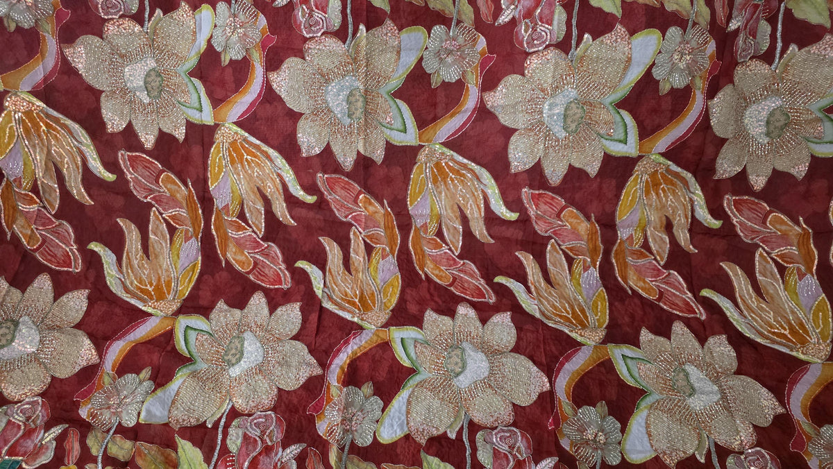 Maroon Embroidered Dupatta, Floral Designer Dupatta, Indian Ethnic Dupatta, Festive Wedding Dupatta, Statement Shawl