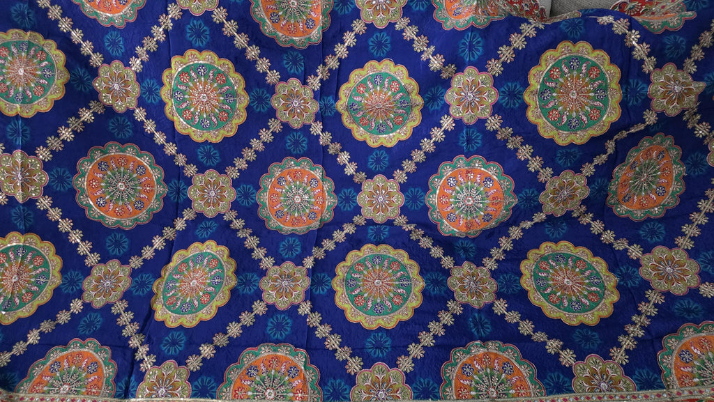 Blue Embroidered Georgette Dupatta | Handmade Ethnic Dupatta | Festive Indian Dupatta | Wedding & Party
