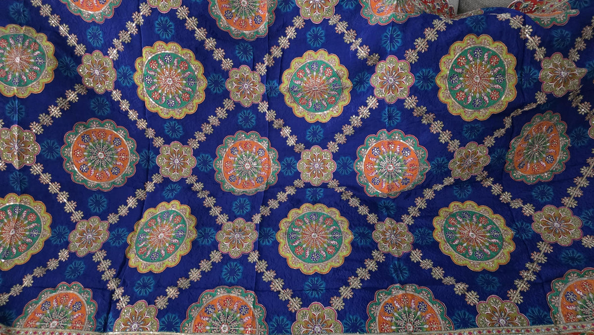 Blue Embroidered Georgette Dupatta | Handmade Ethnic Dupatta | Festive Indian Dupatta | Wedding & Party