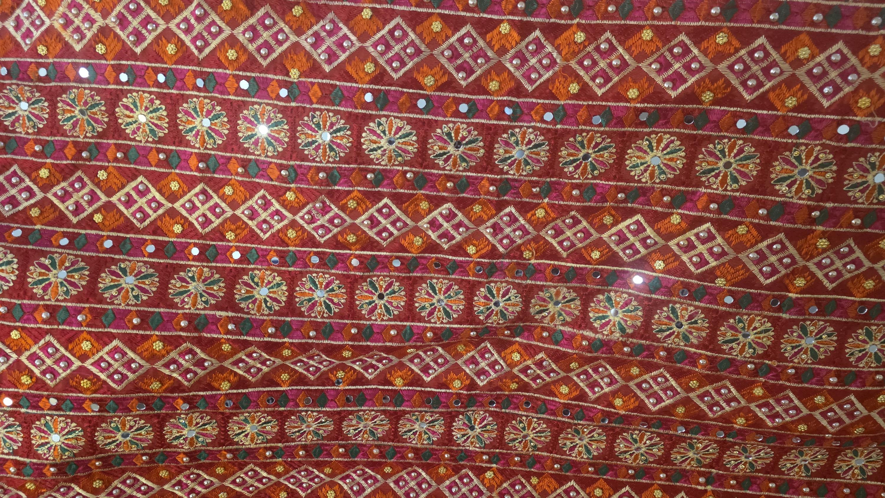 Handmade , Handwoven , Elegant vibrant & Authentic Red Multicolour Phulkari Dupatta / Indian Scarf. Hand embroidered .