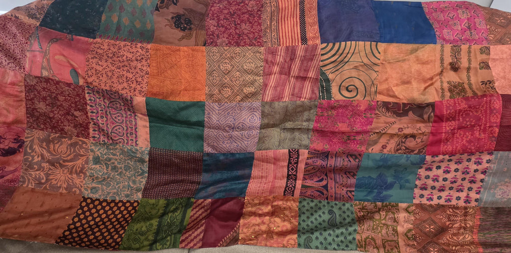 Multicolour Patchwork Silk Dupatta | Handmade Indian Silk Dupatta | Boho Patchwork Shawl | Colorful Ethnic Stole | Wedding & Festive Dupatta