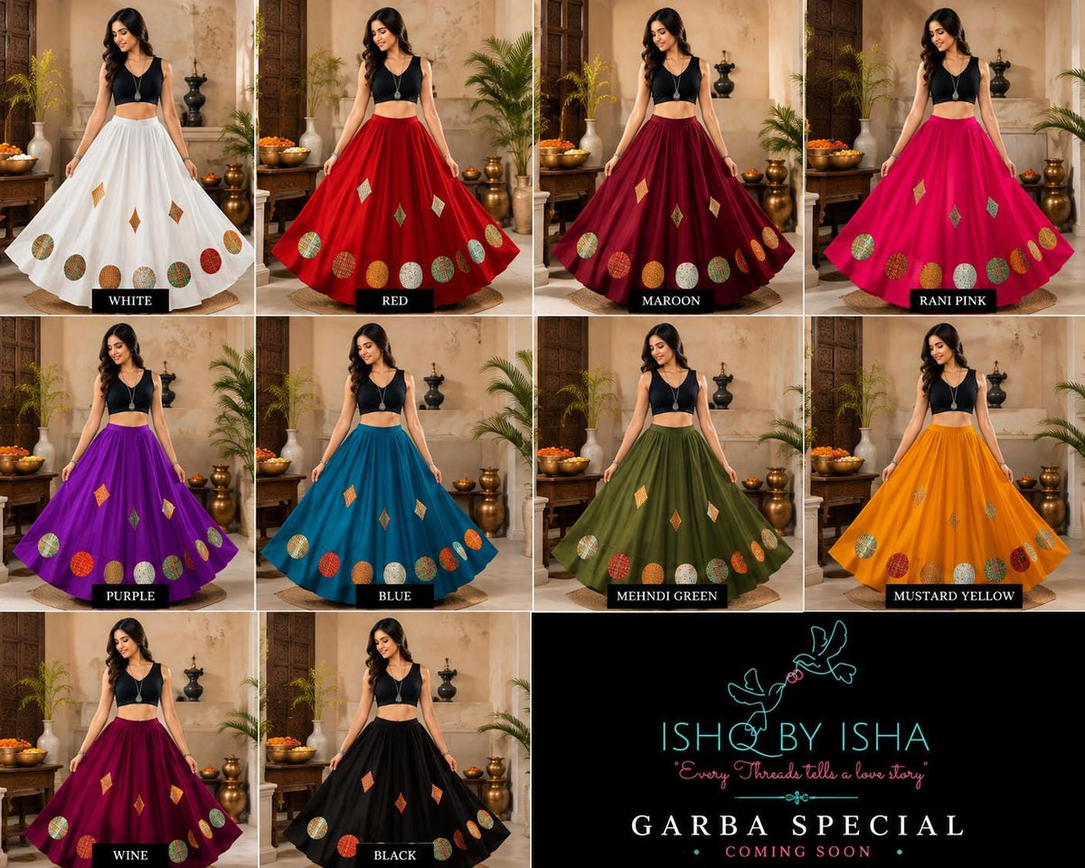 Indian Cotton Patchwork Skirt | Navratri Garba Lehenga Skirt | Boho Maxi Ethnic Skirt | Festival Wear