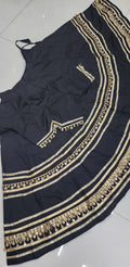 Black Cotton Lehenga Choli Set | Gold Embroidered Indian Skirt Set | Navratri Garba Outfit | Festive Ethnic Wear | Wedding Lehenga