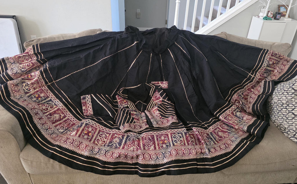 Black Navratri Lehenga Choli Set with Dupatta | Handmade Garba Skirt | Indian Ethnic Outfit | Dandiya Dress