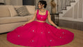 Garba Print Lehenga |Pink Ethnic Skirt | Navratri Ghagra Choli | Handmade Indian Festival Outfit