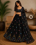 Black Lehenga Choli Set | Traditional Indian Lehenga | Bandhani Style Embroidered Chaniya Choli | Navratri Garba Outfit