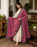 Pink Kantha Work Dupatta with Mirror Work | Indian Ethnic Festive Scarf