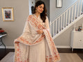 White Handmade , Handwoven , Elegant vibrant & Authentic Multicolour Phulkari Dupatta / Indian Scarf. Hand embroidered