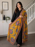 Yellow Embroidered Georgette Dupatta | Handmade Ethnic Dupatta | Festive Indian Dupatta | Wedding & Party
