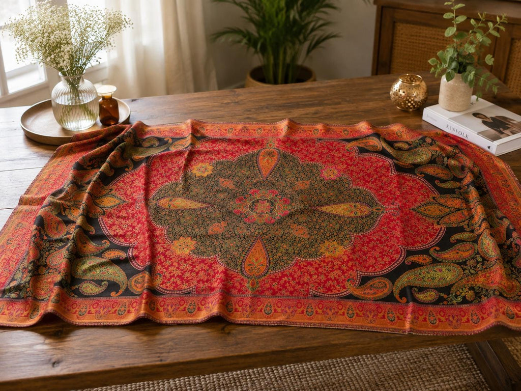 Black and Red multicolour dupatta Handmade , Handwoven , Elegant vibrant & Authentic