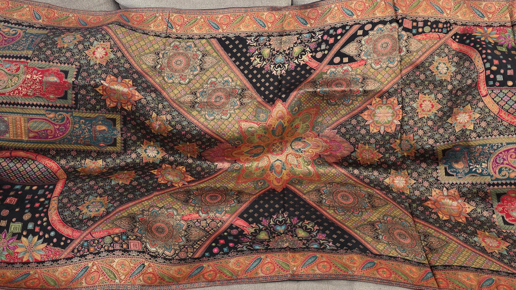 Black multicolour dupatta Handmade , Handwoven , Elegant vibrant & Authentic