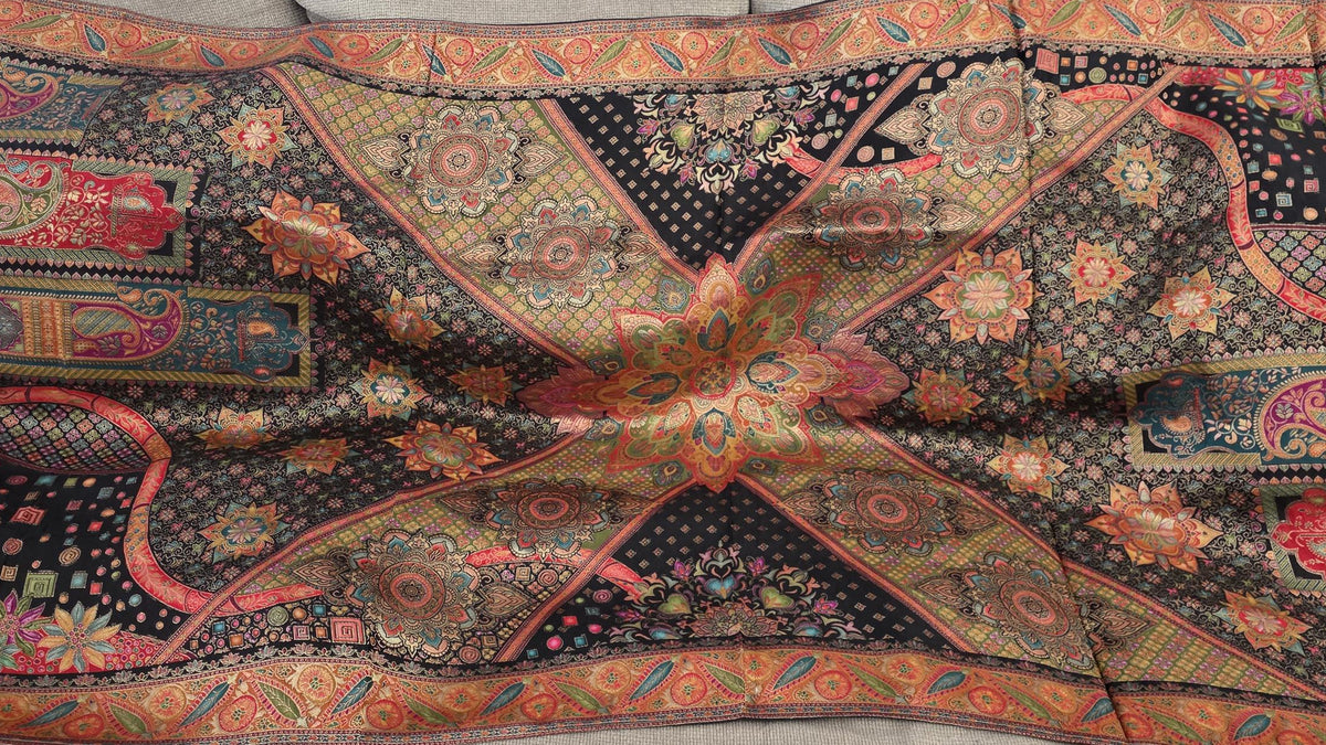 Black multicolour dupatta Handmade , Handwoven , Elegant vibrant & Authentic